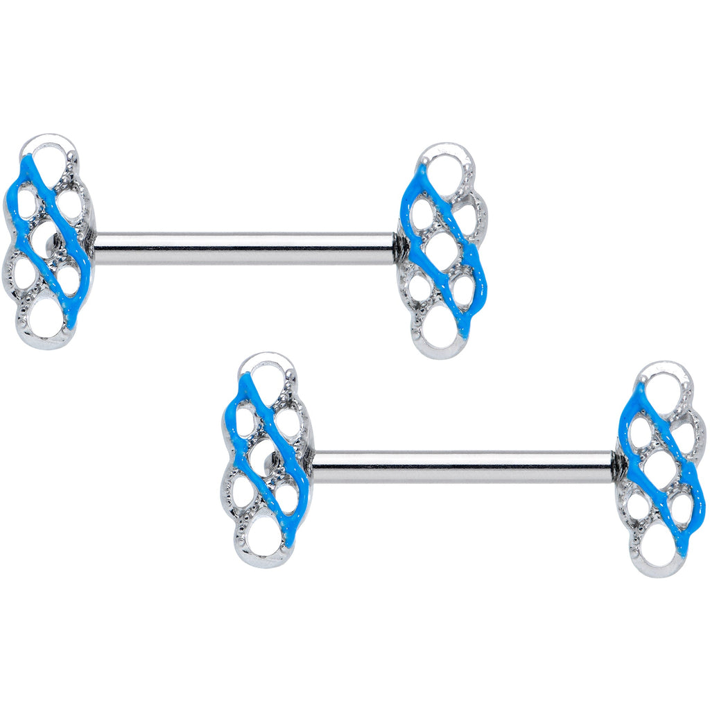 BodyCandy 14G 9/16 Clear Gem Blue Celtic Knot Barbell Nipple Ring Set — main product shot