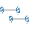 BodyCandy 14G 9/16 Clear Gem Blue Celtic Knot Barbell Nipple Ring Set — main product shot
