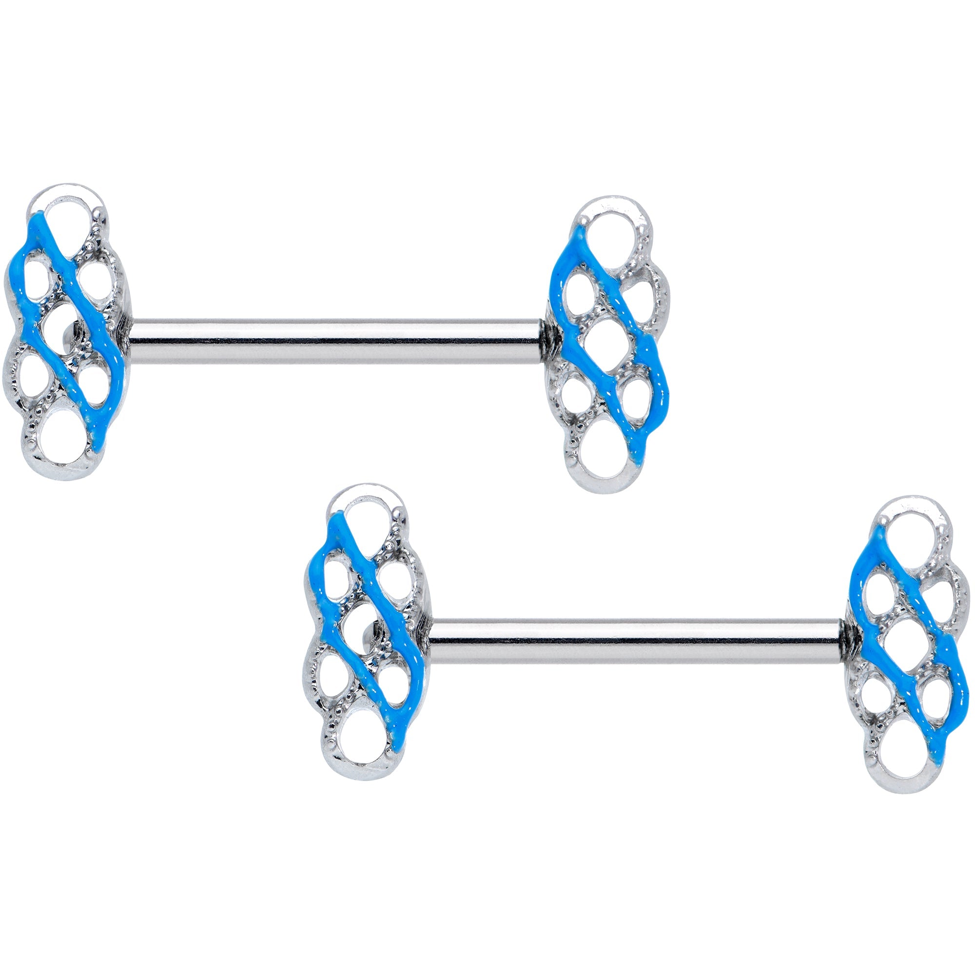 BodyCandy 14G 9/16 Clear Gem Blue Celtic Knot Barbell Nipple Ring Set — main product shot