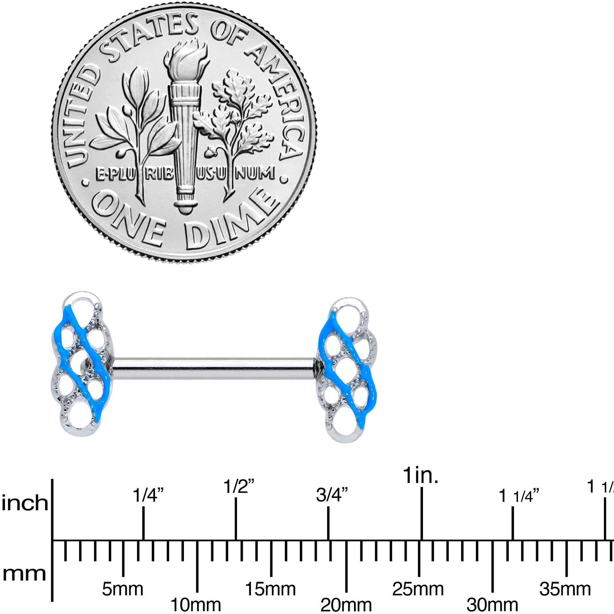 BodyCandy 14G 9/16 Clear Gem Blue Celtic Knot Barbell Nipple Ring Set — lifestyle context