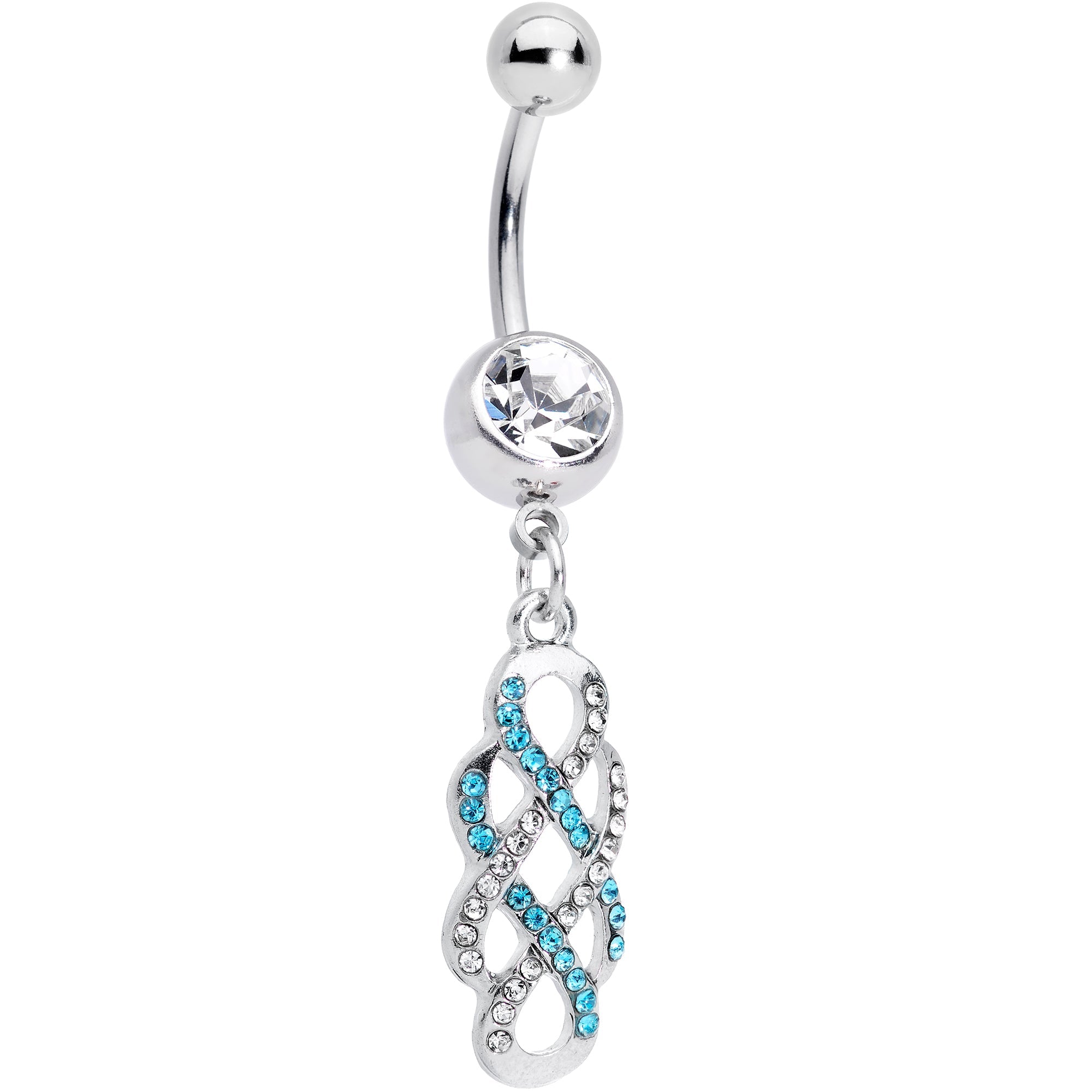 BodyCandy Clear Blue Gem Celtic Knot Dangle Belly Ring — main product shot