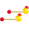 BodyCandy 14G 5/8 Gold Tone Sleepy Duck Barbell Nipple Ring Set — main product shot