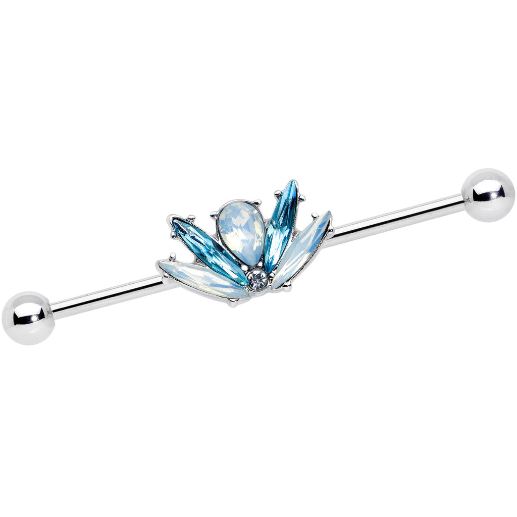 BodyCandy 14G Blue White Faux Opal Baroque Beauty Industrial Barbell 38mm — main product shot