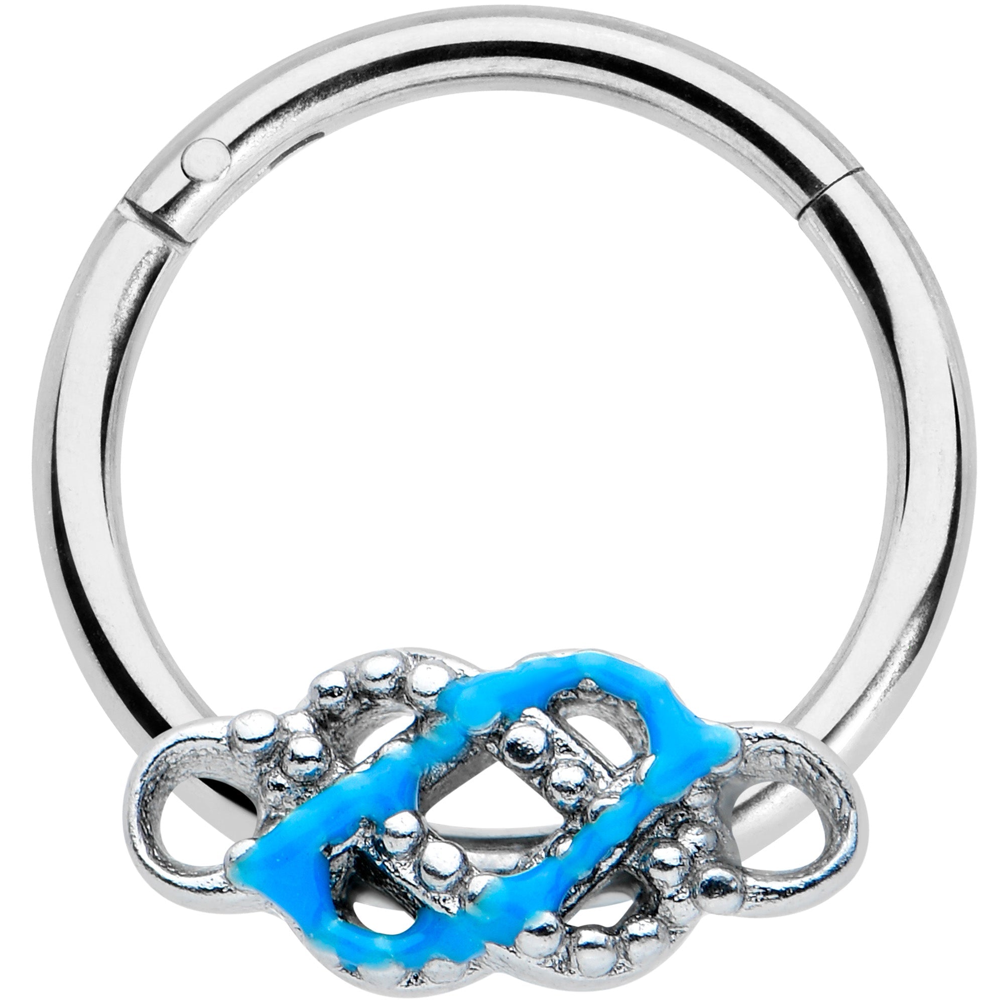BodyCandy 16G 5/16 Celtic Knot Blue Hinged Segment Ring — main product shot