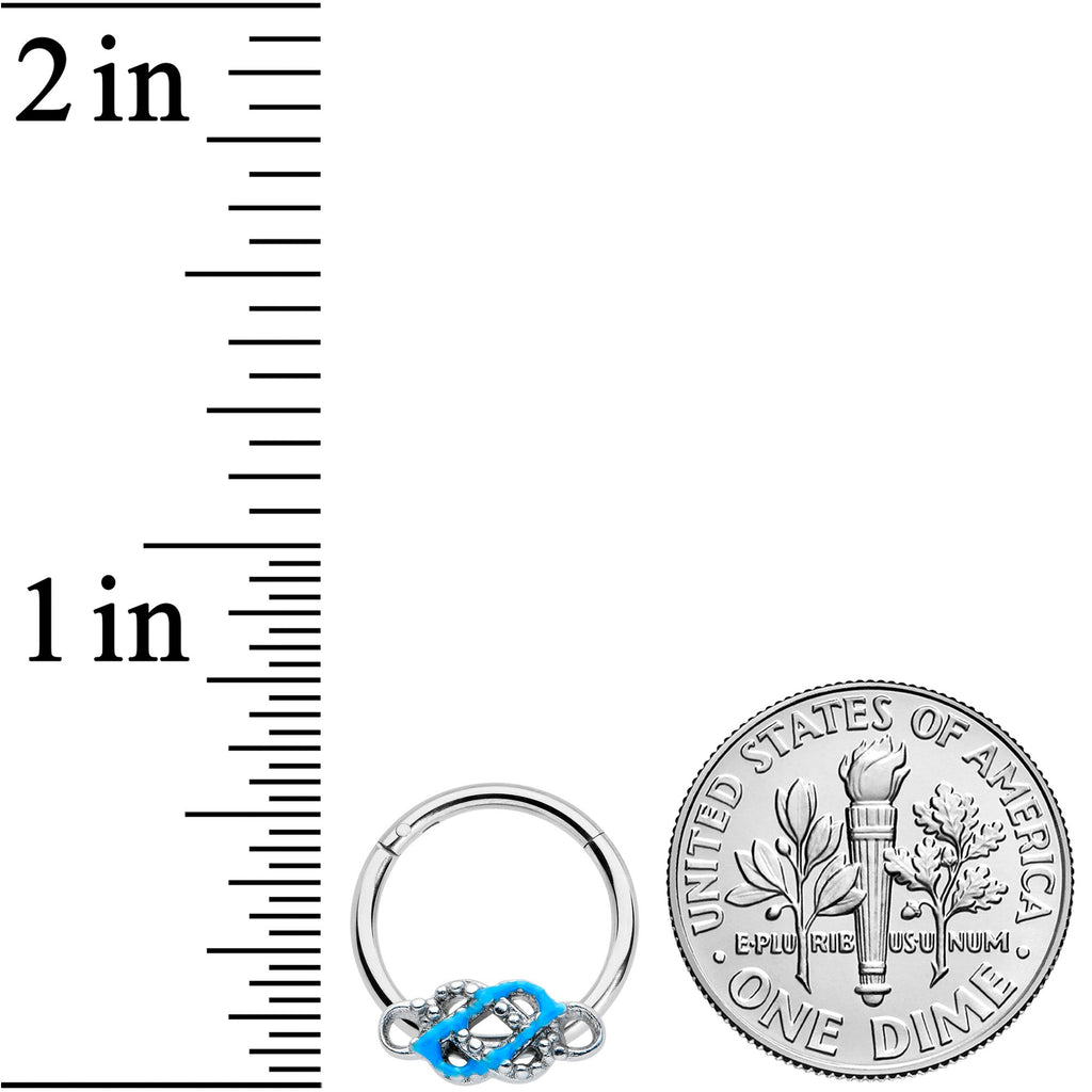 BodyCandy 16G 5/16 Celtic Knot Blue Hinged Segment Ring — lifestyle context