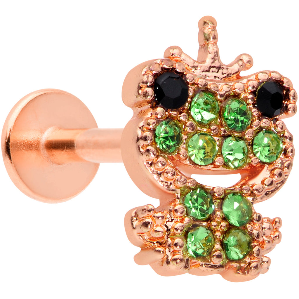 BodyCandy 16G 5/16 Green Gem Rose Gold Tone Royal Frog Labret Monroe Tragus — main product shot