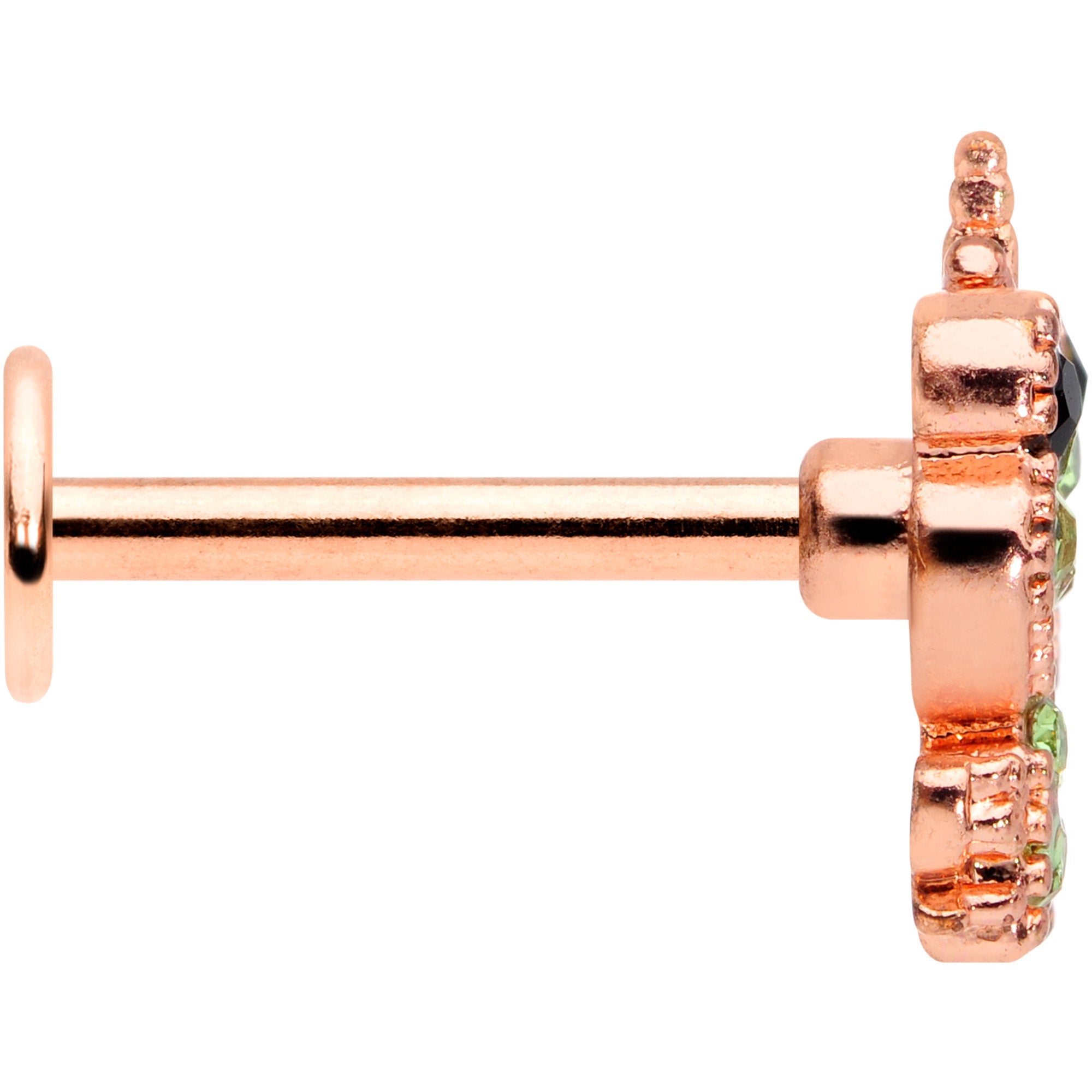 BodyCandy 16G 5/16 Green Gem Rose Gold Tone Royal Frog Labret Monroe Tragus — lifestyle context