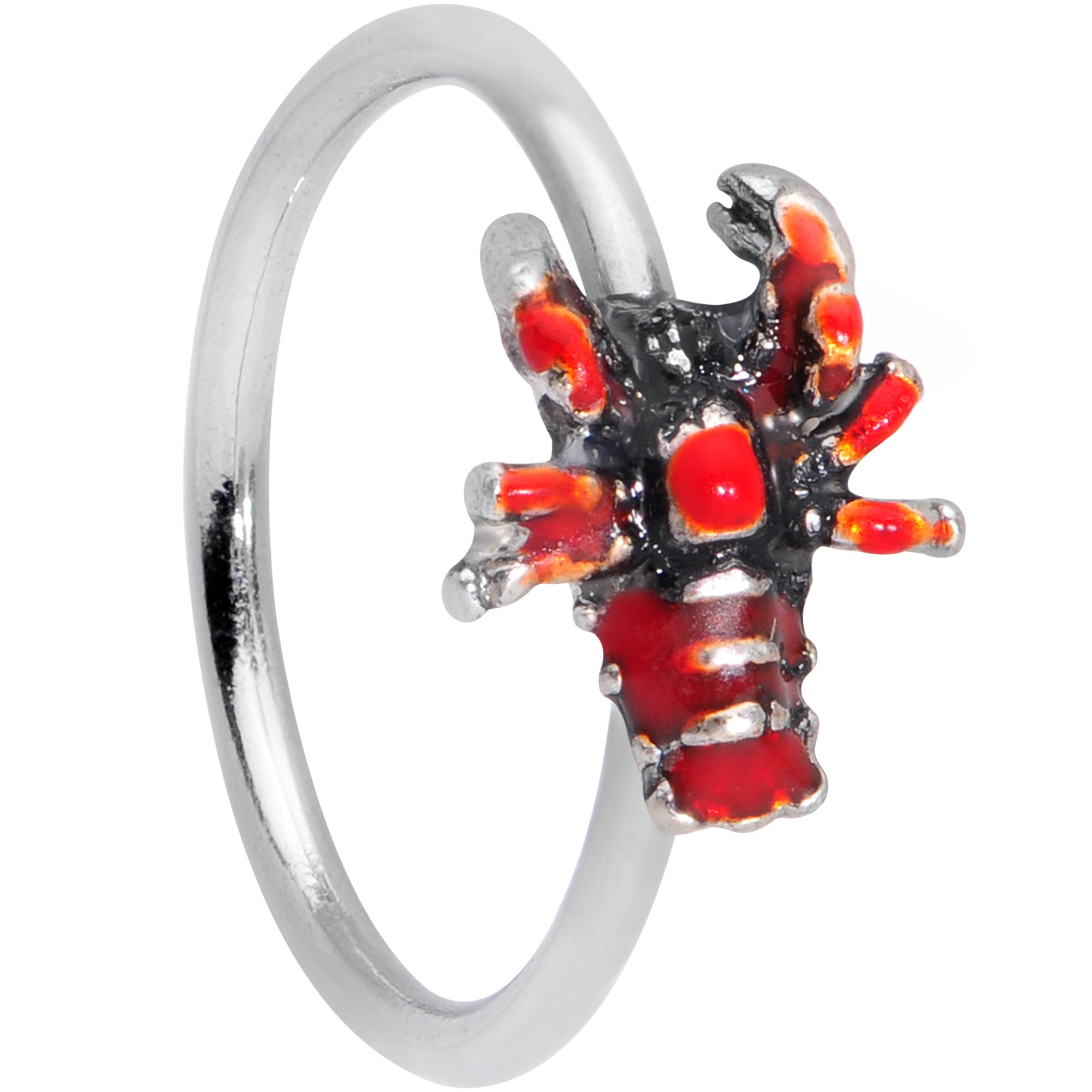 BodyCandy 20G 5/16 Red Atlantic Lobster Nose Hoop — main product shot