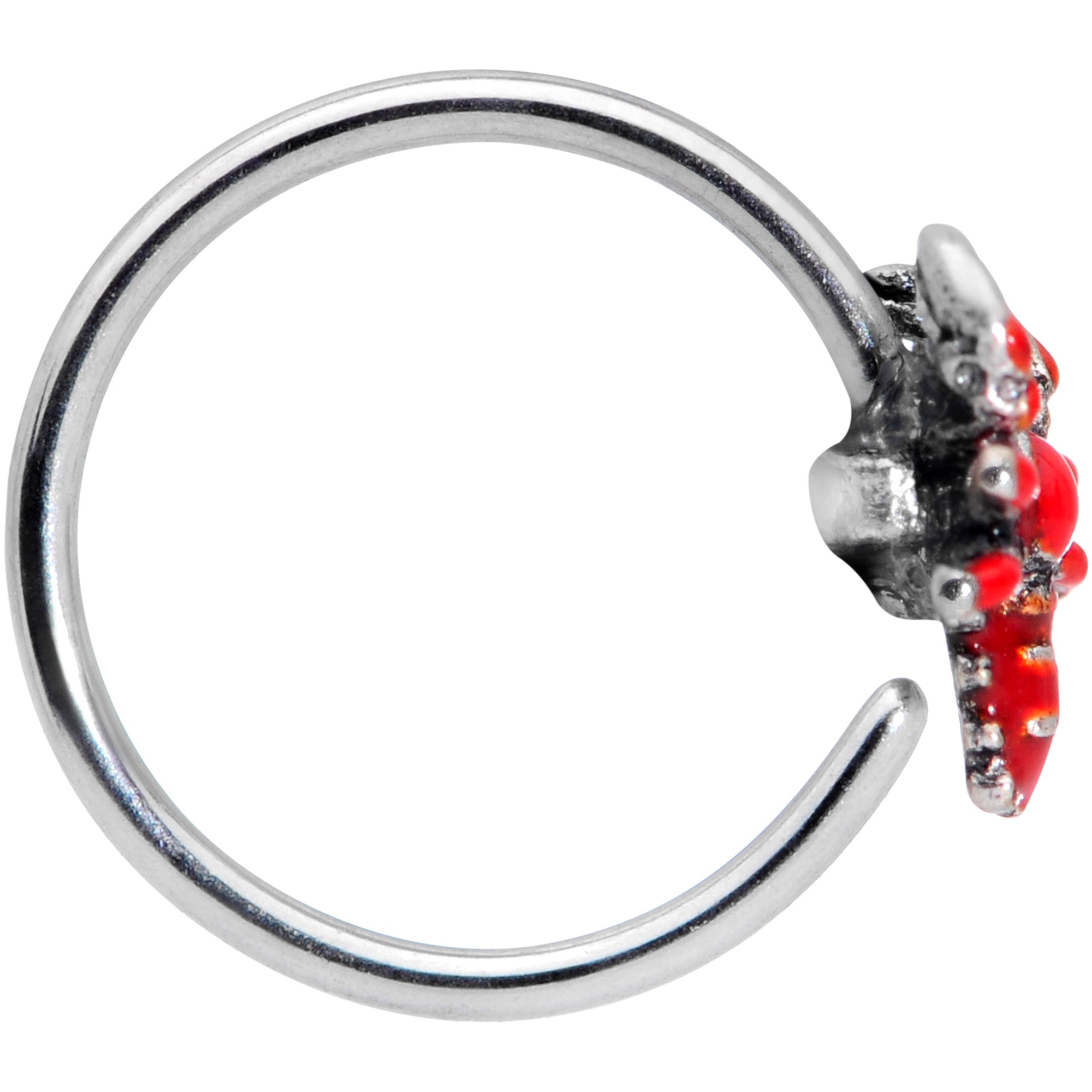 BodyCandy 20G 5/16 Red Atlantic Lobster Nose Hoop — lifestyle context