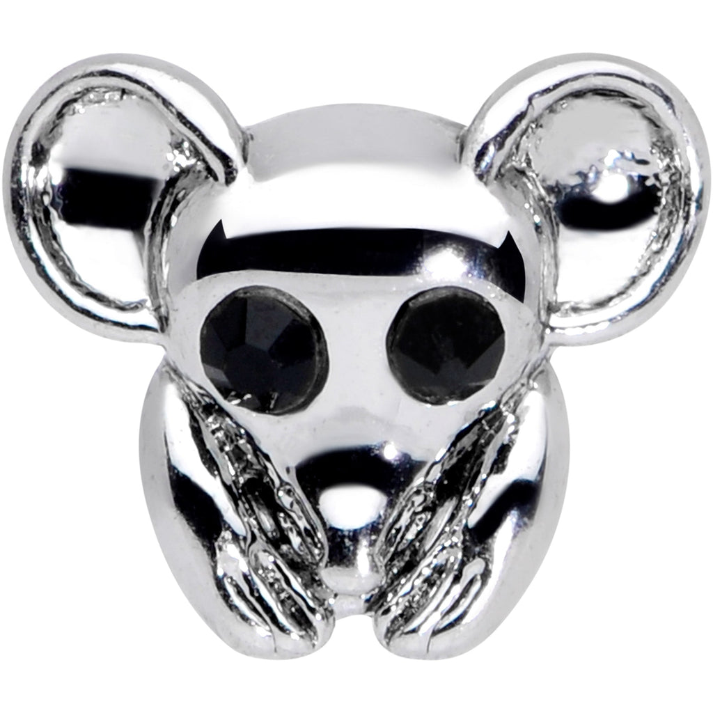 BodyCandy 20G 5/16 Black Gem Mysterious Mouse Nose Hoop — detail close-up