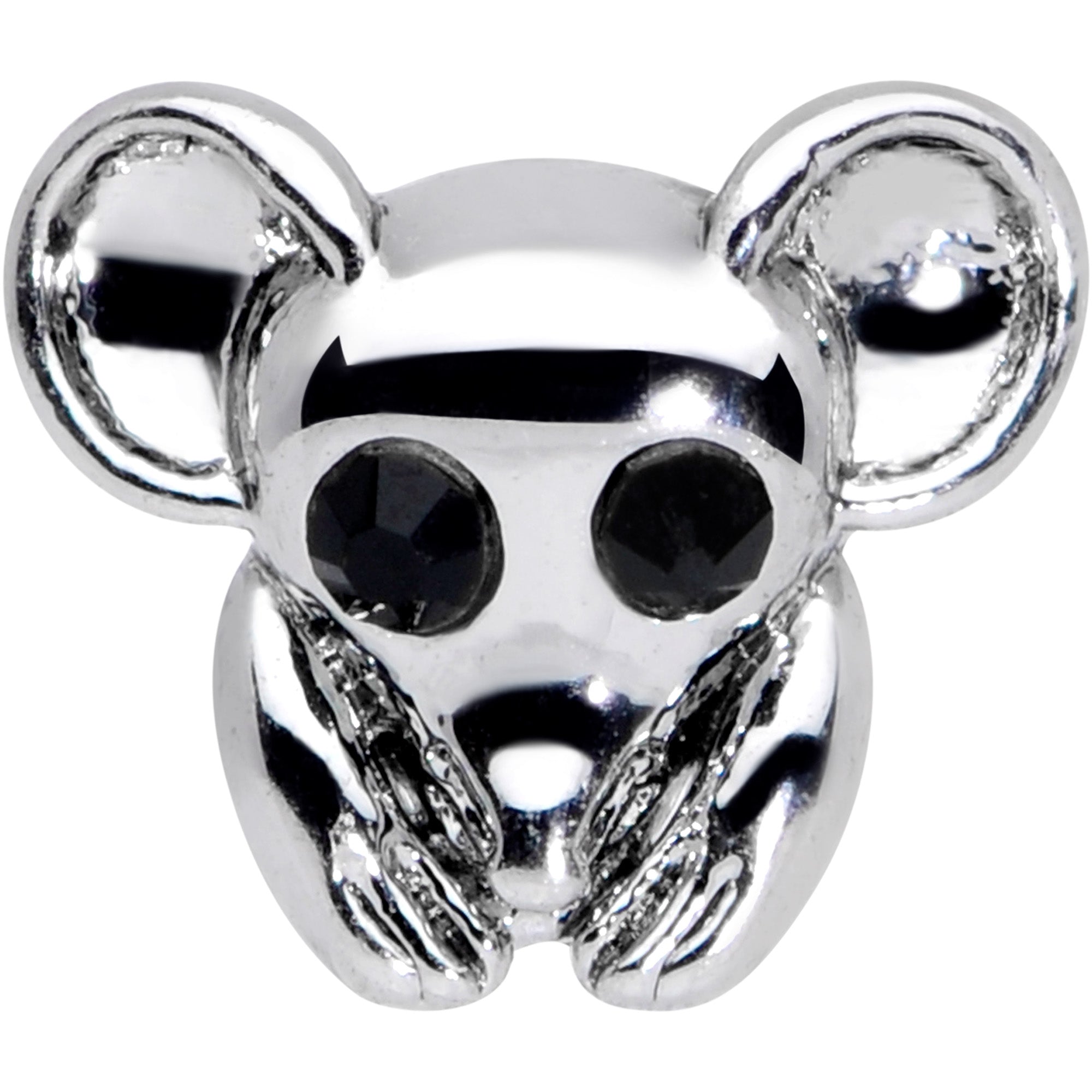 BodyCandy 20G 5/16 Black Gem Mysterious Mouse Nose Hoop — detail close-up