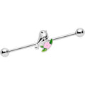 BodyCandy 14G Bird Pink Flower Industrial Barbell 38mm — main product shot