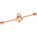 BodyCandy 14G Rose Gold Tone Bird Pink Flower Industrial Barbell 38mm — main product shot