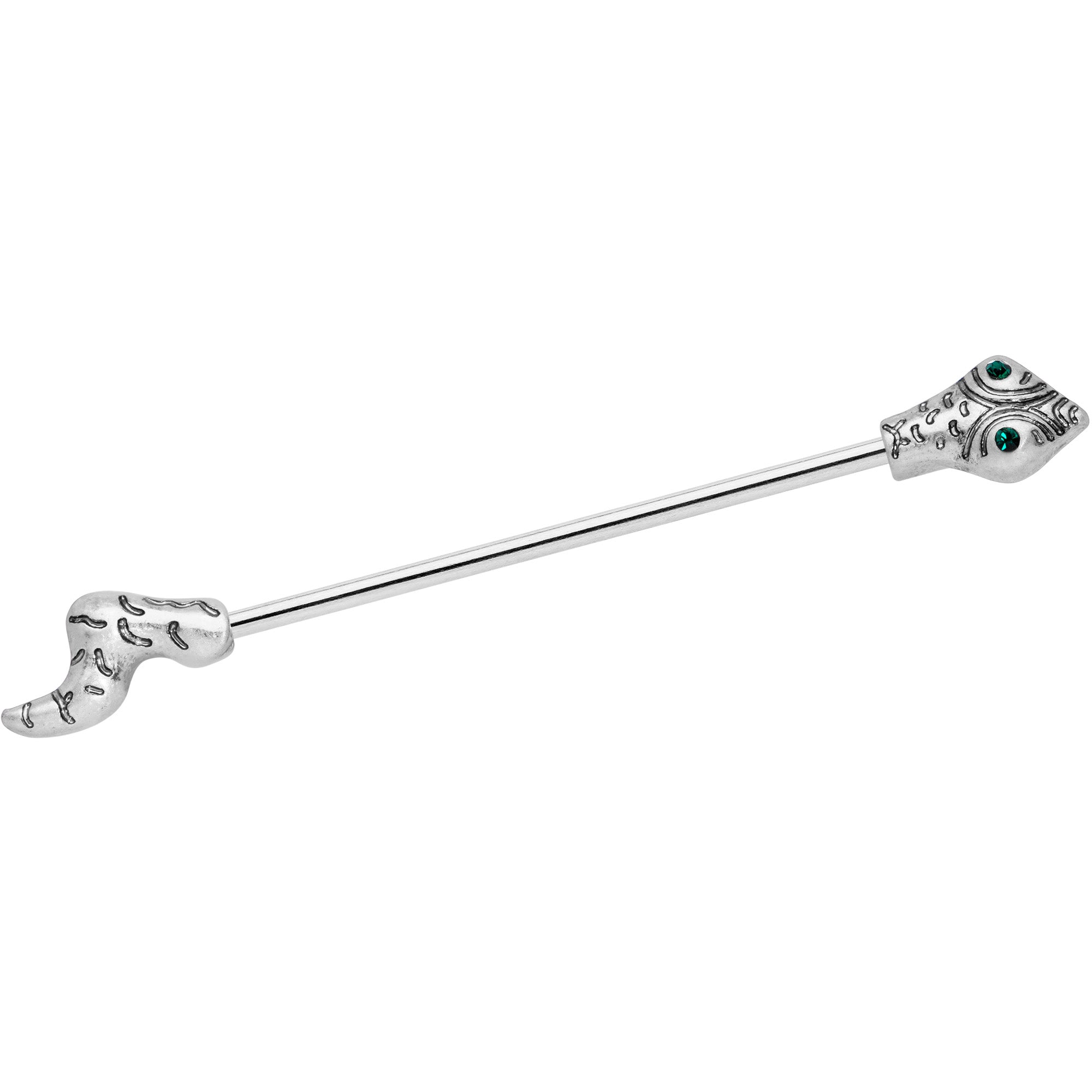 BodyCandy 14G Green Gem Tribal Snake Industrial Barbell 38mm — main product shot