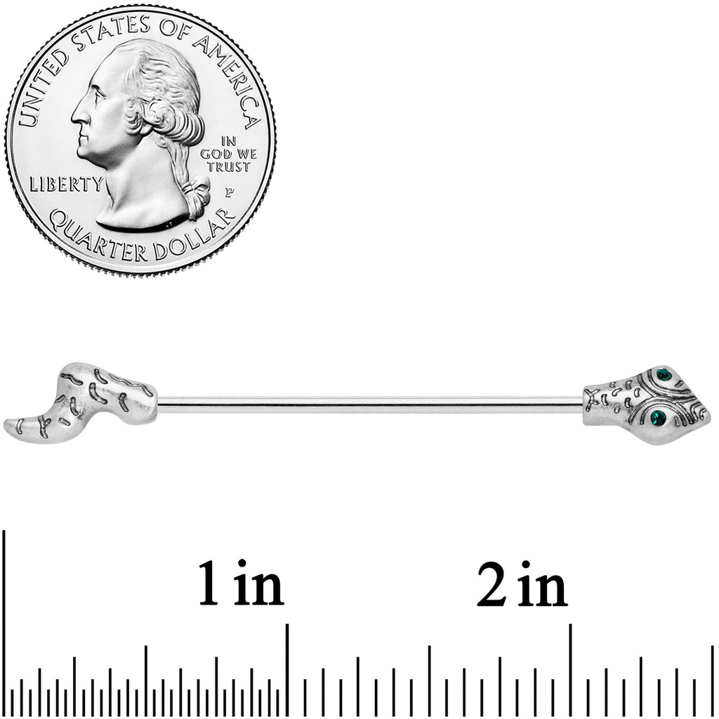 BodyCandy 14G Green Gem Tribal Snake Industrial Barbell 38mm — lifestyle context