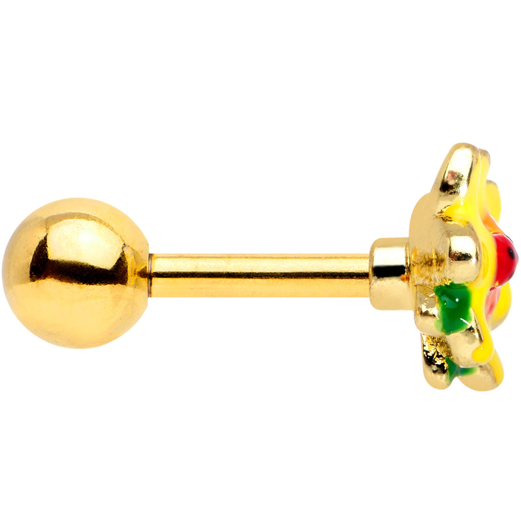 BodyCandy 16G 1/4 Gold Tone Sunny Flower Ladybug Cartilage Tragus — lifestyle context