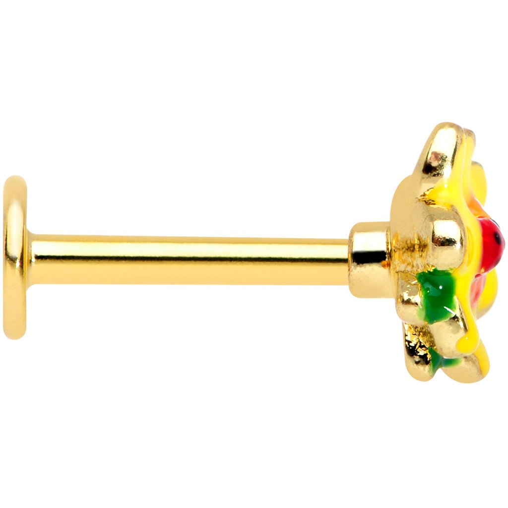 BodyCandy 16G 5/16 Gold Tone Sunny Flower Ladybug Labret Monroe Tragus — lifestyle context