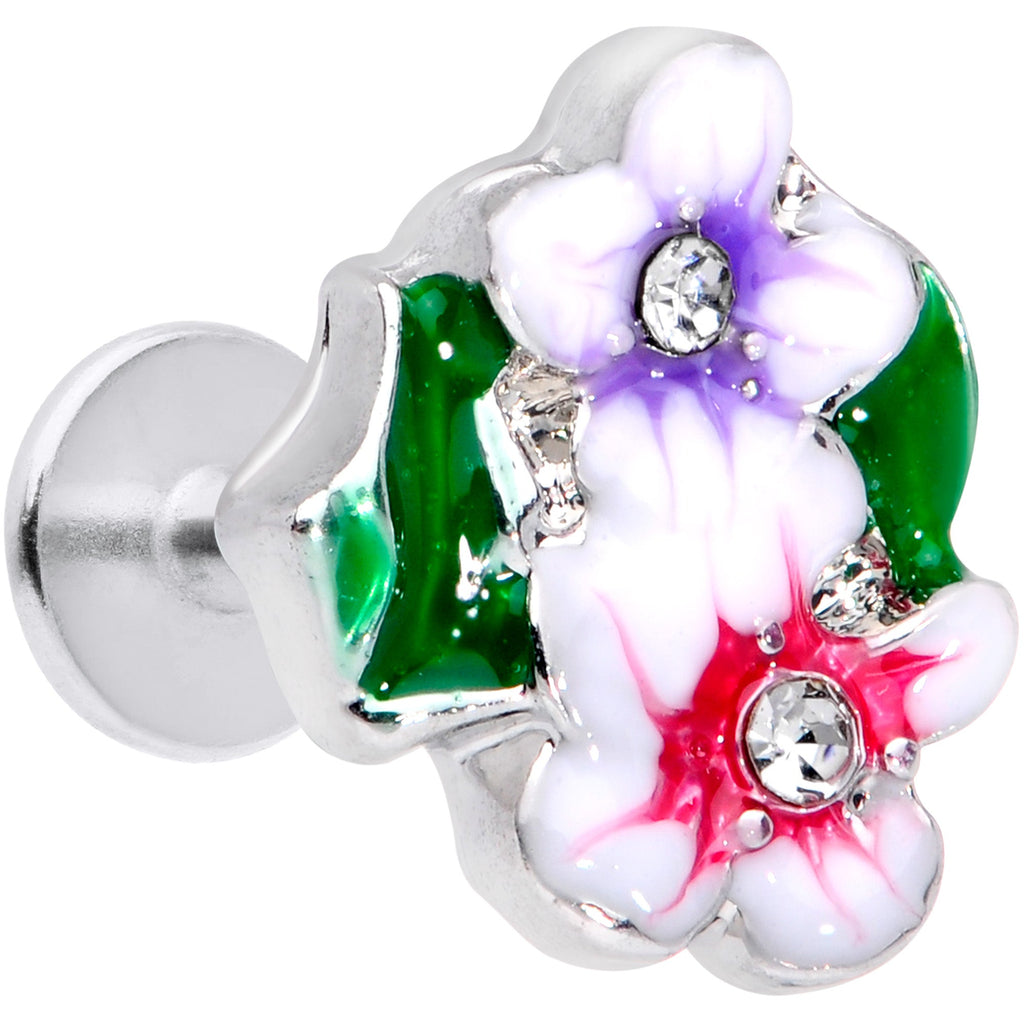 BodyCandy 16G 5/16 Clear Gem Fanciful Flowers Labret Monroe Tragus — main product shot