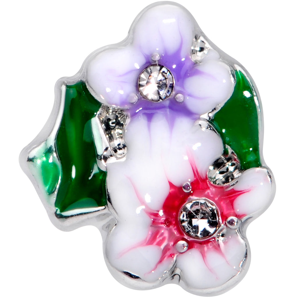 BodyCandy 16G 5/16 Clear Gem Fanciful Flowers Labret Monroe Tragus — detail close-up