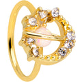 BodyCandy 20G 5/16 Clear Gem Gold Tone Saturn Moon Nose Hoop — main product shot