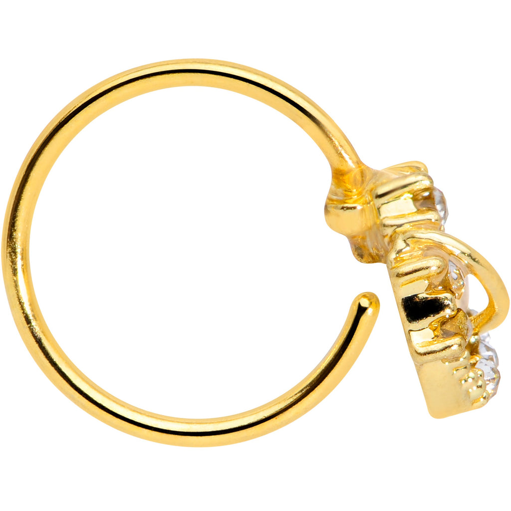 BodyCandy 20G 5/16 Clear Gem Gold Tone Saturn Moon Nose Hoop — lifestyle context