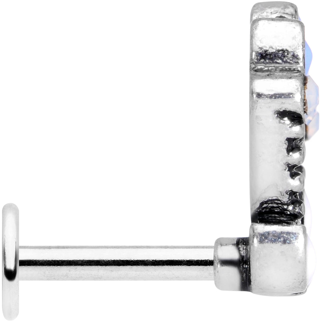 BodyCandy 16G 1/4 White Blue Faux Opal Ornate Labret Monroe Tragus — lifestyle context
