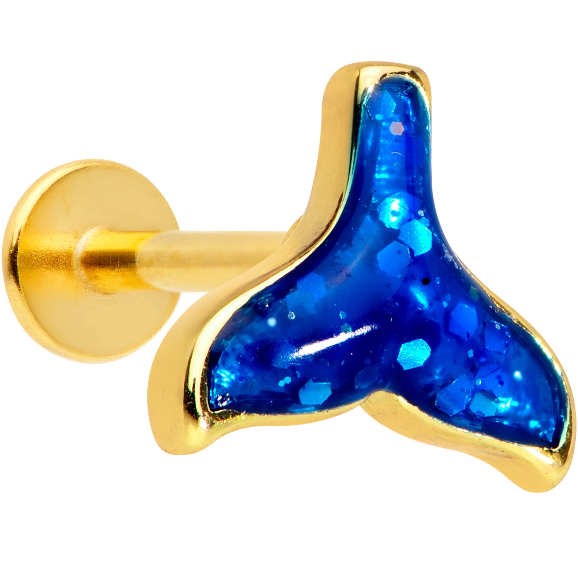 BodyCandy 16G 5/16 Gold Tone Iridescent Mermaid Tail Labret Monroe Tragus — main product shot