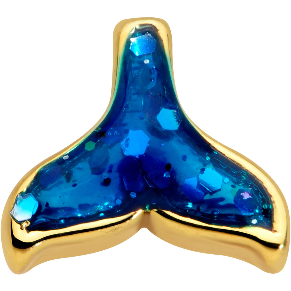 BodyCandy 16G 5/16 Gold Tone Iridescent Mermaid Tail Labret Monroe Tragus — detail close-up