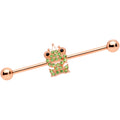 BodyCandy 14G Green Gem Rose Gold Tone Royal Frog Industrial Barbell 38mm — main product shot