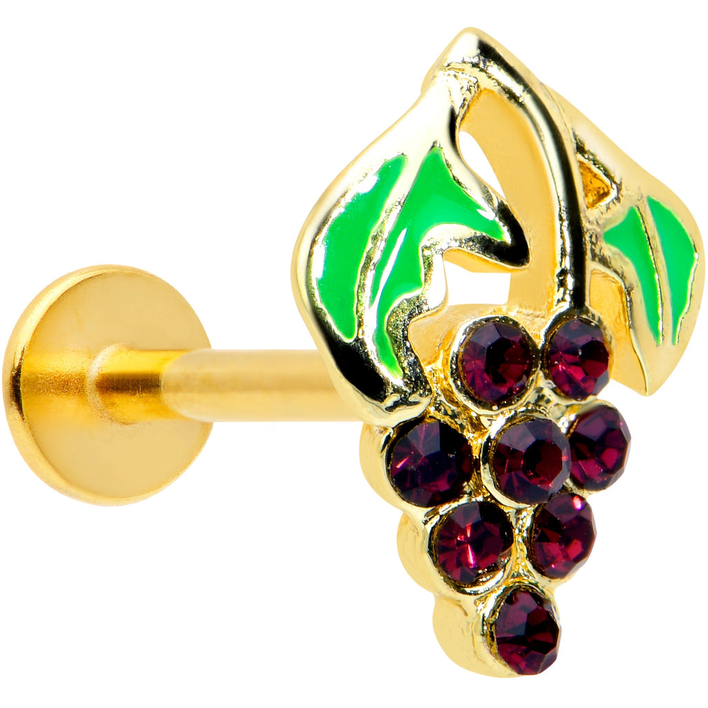BodyCandy 16G 5/16 Gold Tone Delicious Grapes Fruit Labret Monroe Tragus — main product shot