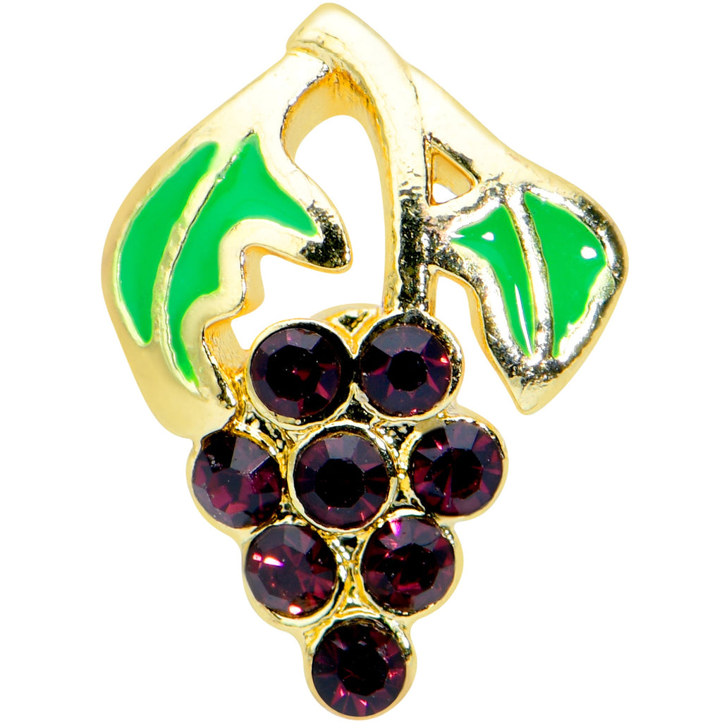 BodyCandy 16G 5/16 Gold Tone Delicious Grapes Fruit Labret Monroe Tragus — detail close-up