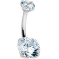BodyCandy Clear CZ Gem Round Duo Internally Threaded Belly Ring — main product shot