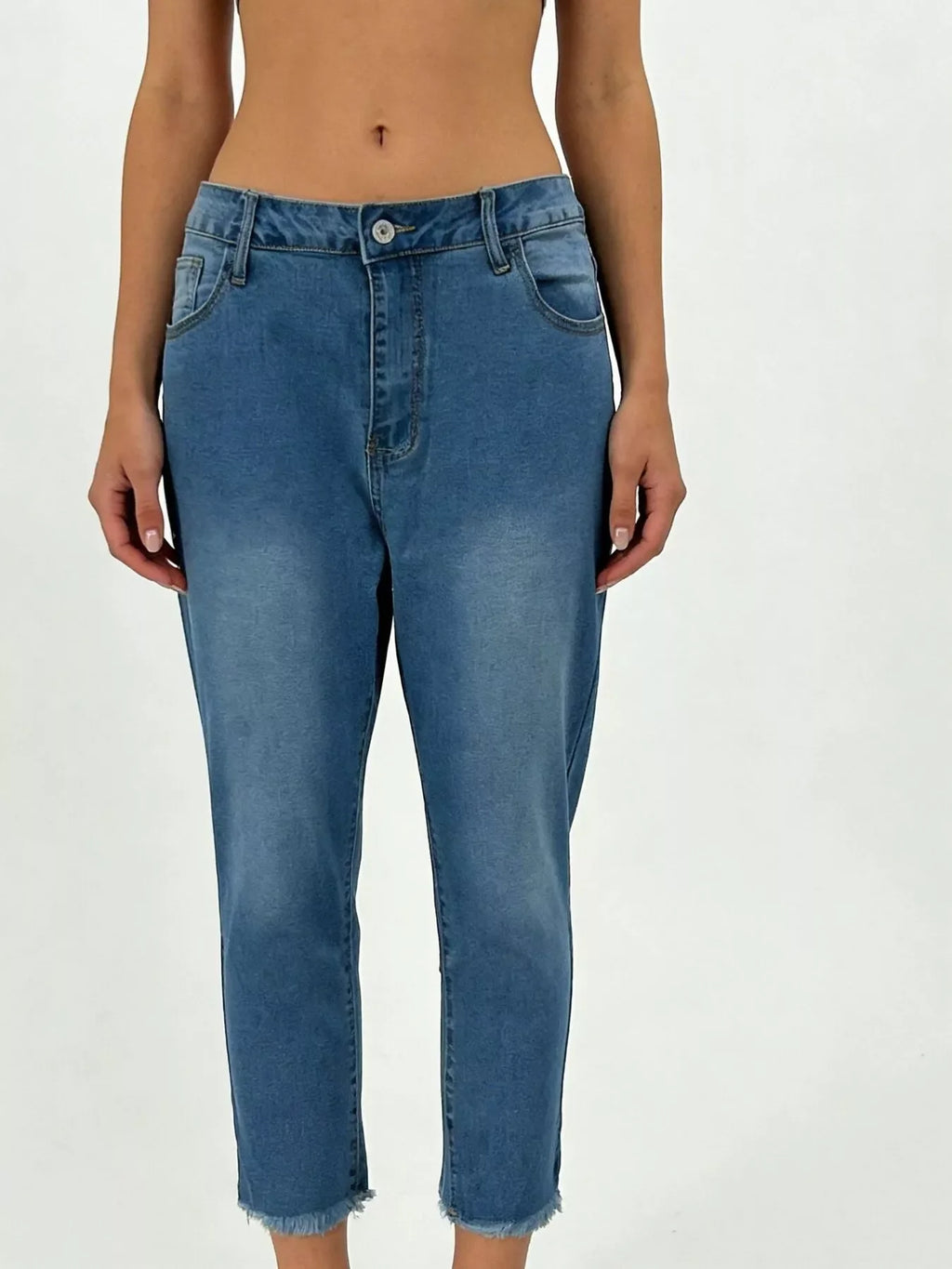 Raw Hem Capris Jeans