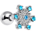 BodyCandy 16G 1/4 Aqua Gem Snowflake Christmas Cartilage Tragus Earring — main product shot