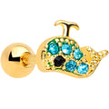 BodyCandy 16G 1/4 Aqua Gem Gold Tone Water Whale Cartilage Tragus — main product shot