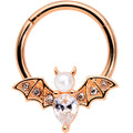 BodyCandy 16G 3/8 Clear Gem Rose Gold Tone Bat Halloween Segment Ring — main product shot