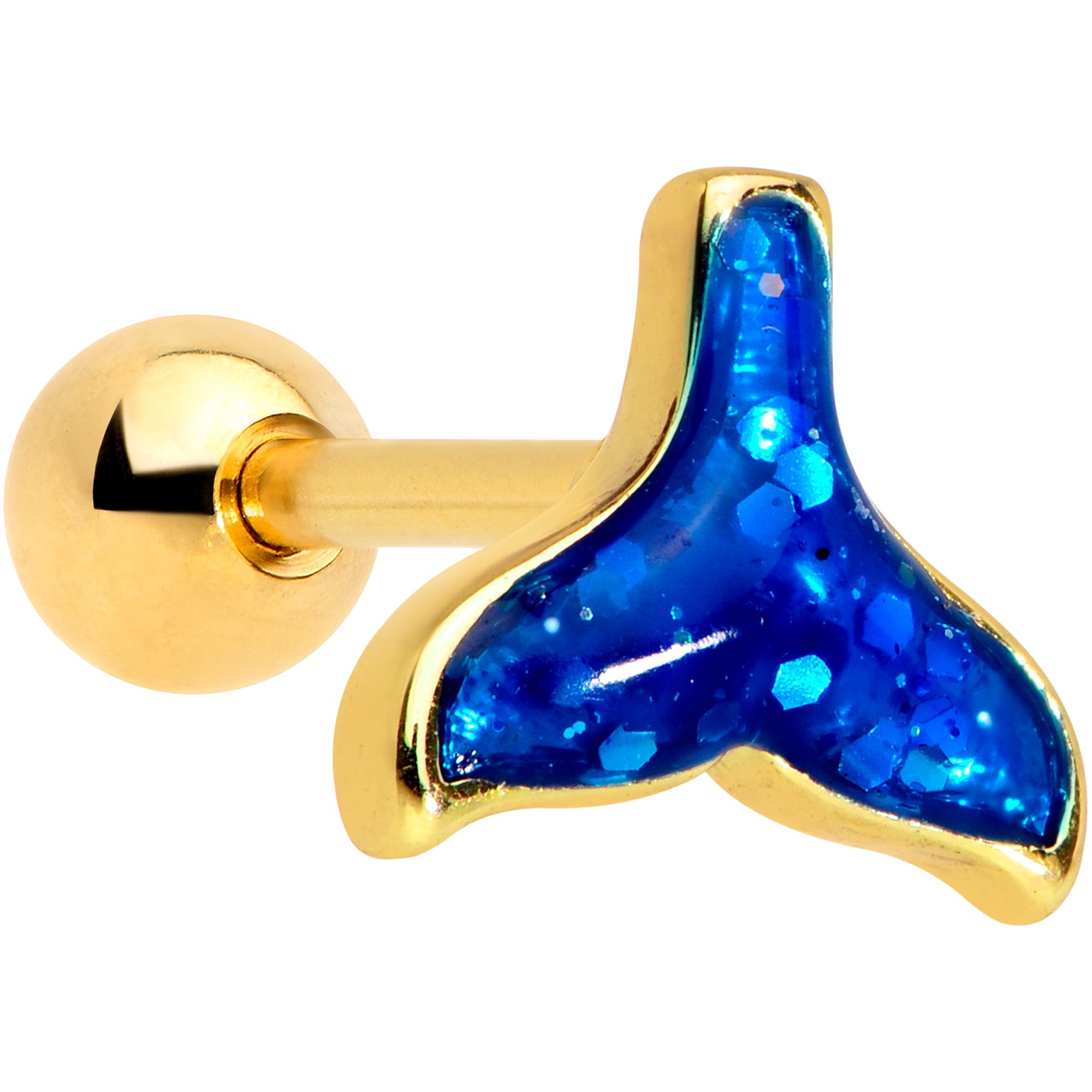 BodyCandy 16G 1/4 Gold Tone Iridescent Mermaid Tail Cartilage Tragus — main product shot