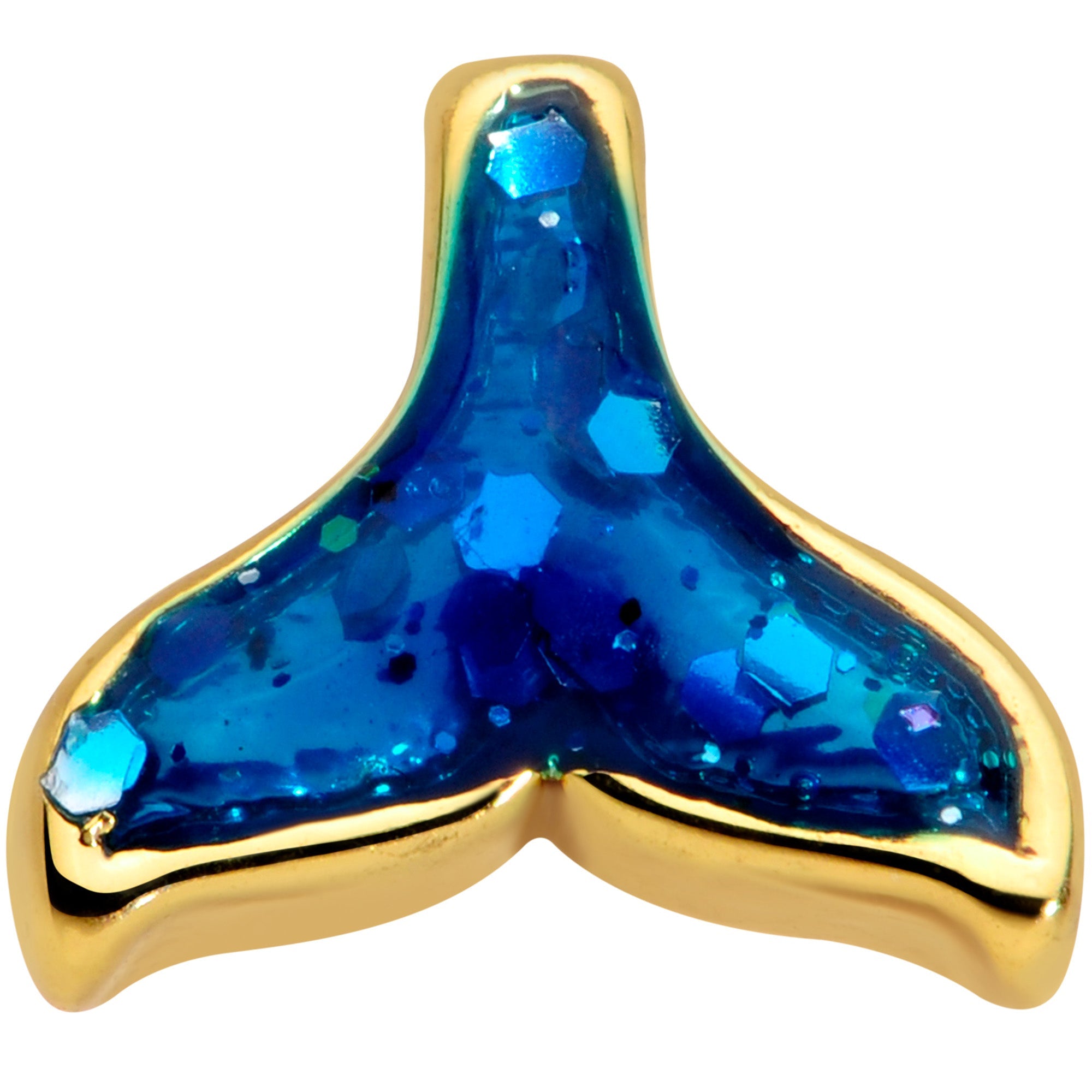 BodyCandy 16G 1/4 Gold Tone Iridescent Mermaid Tail Cartilage Tragus — detail close-up