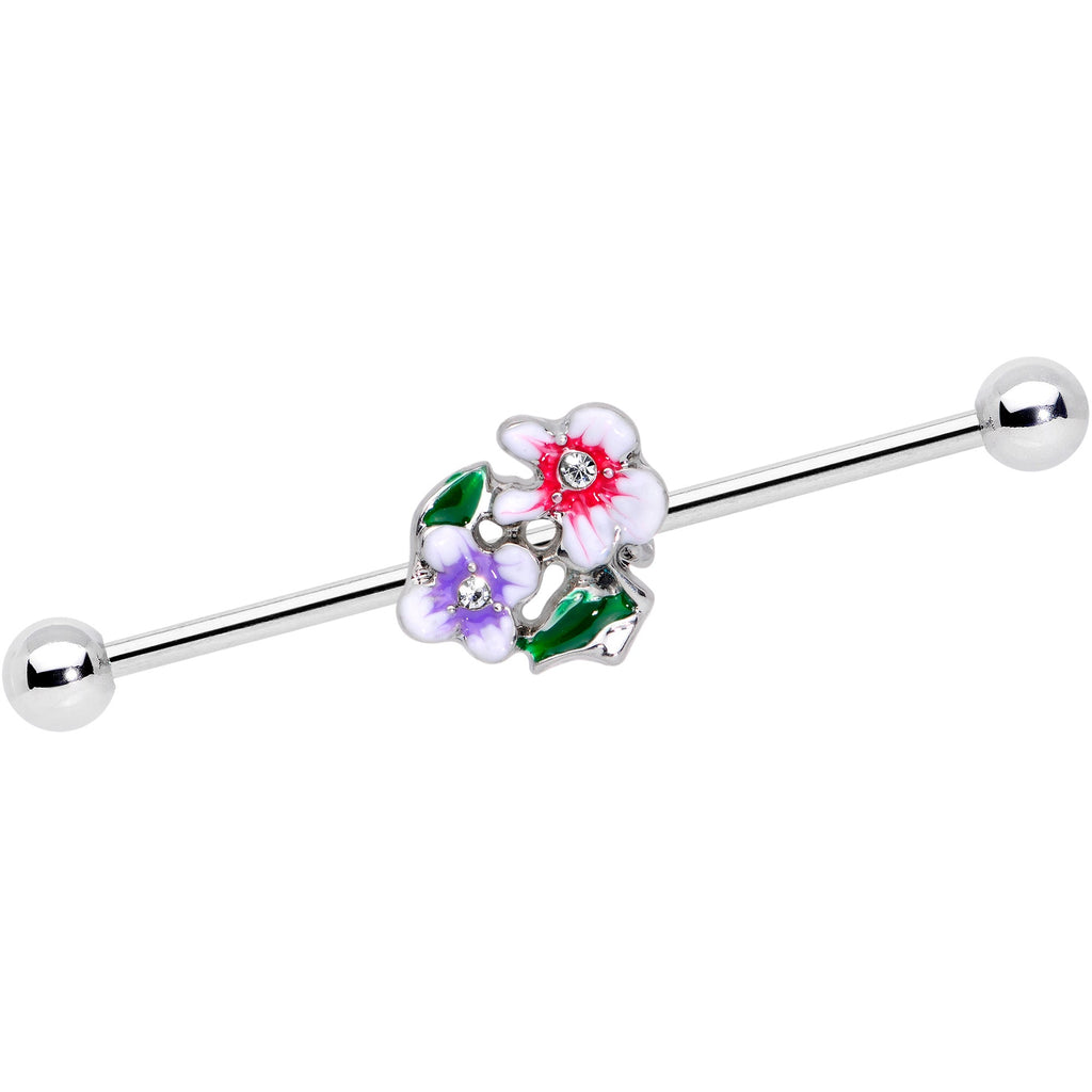BodyCandy 14G Clear Gem Fanciful Flowers Industrial Barbell 38mm — main product shot