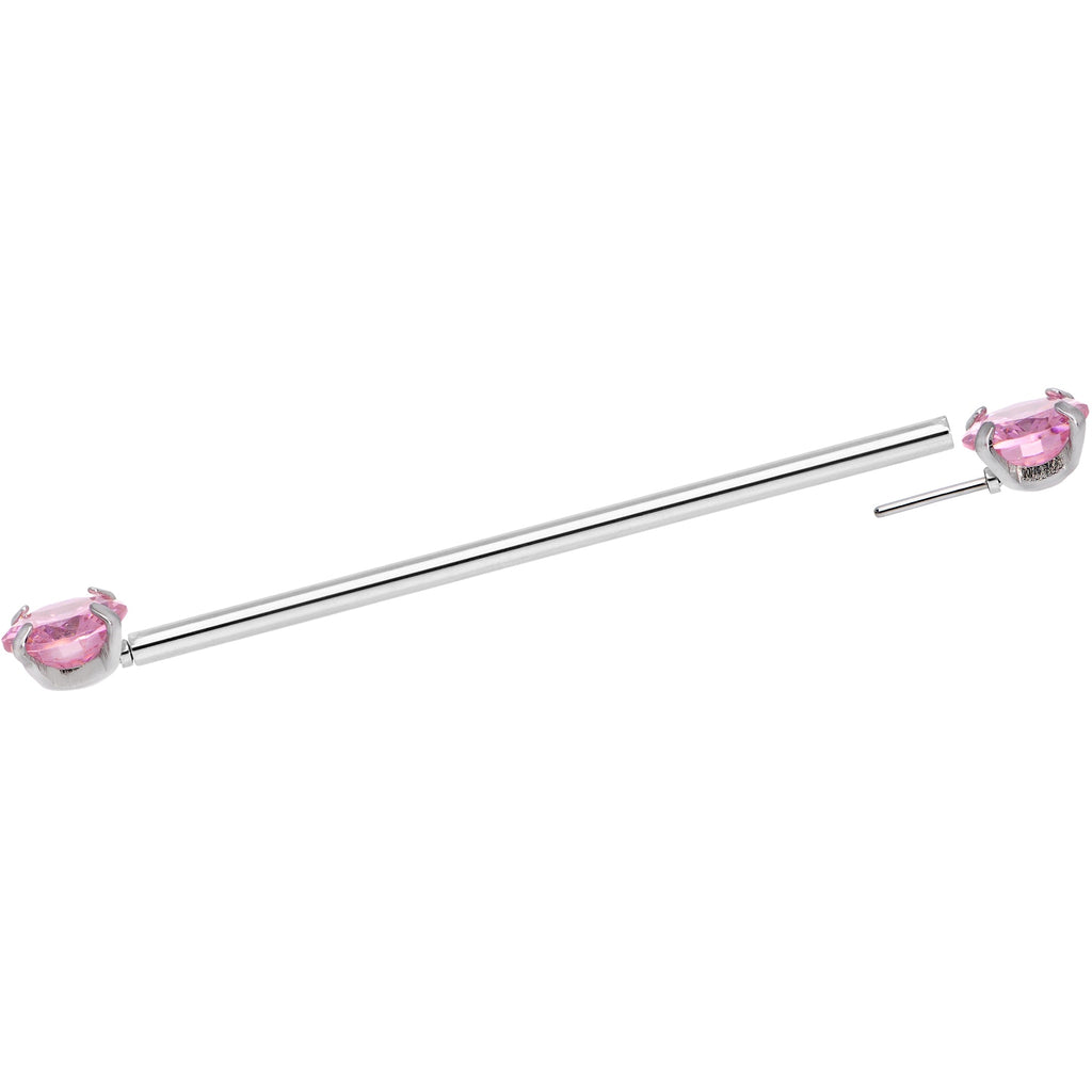 BodyCandy 14G Pink CZ Gem Threadless Industrial Barbell 38mm — lifestyle context