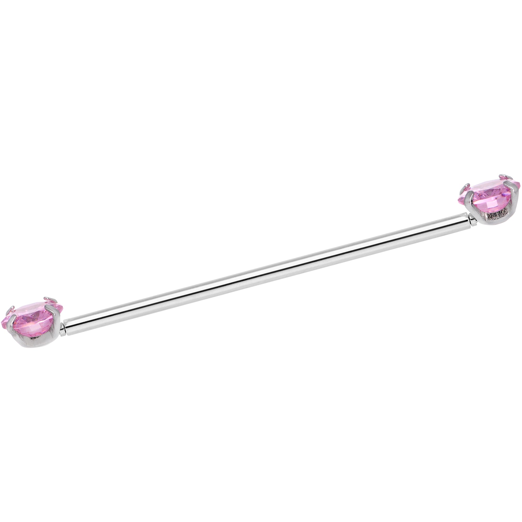 BodyCandy 14G Pink CZ Gem Threadless Industrial Barbell 38mm — size reference