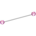 BodyCandy 14G Pink CZ Gem Threadless Industrial Barbell 38mm — main product shot