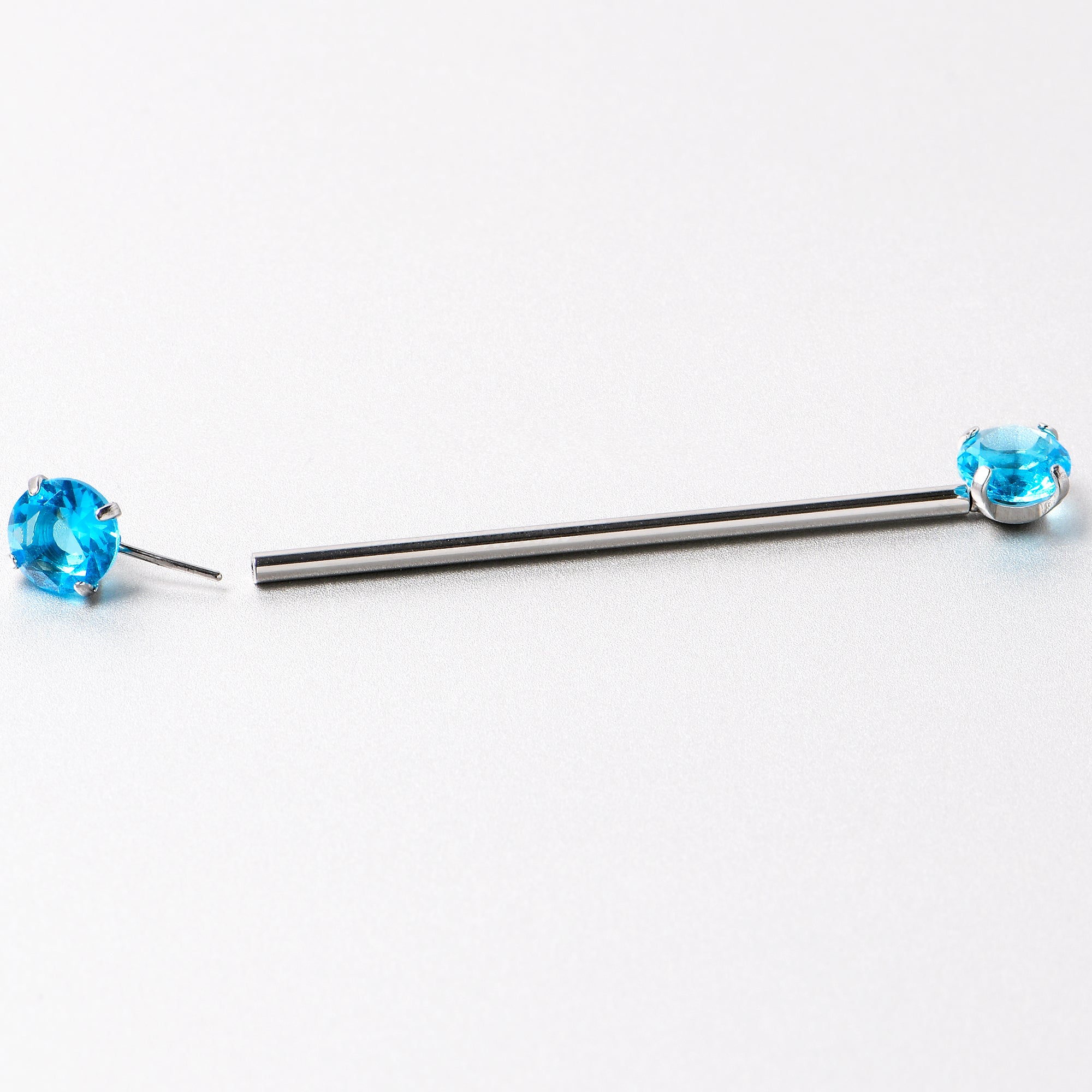 BodyCandy 14G Aqua CZ Gem Threadless Industrial Barbell 38mm — alternative angle