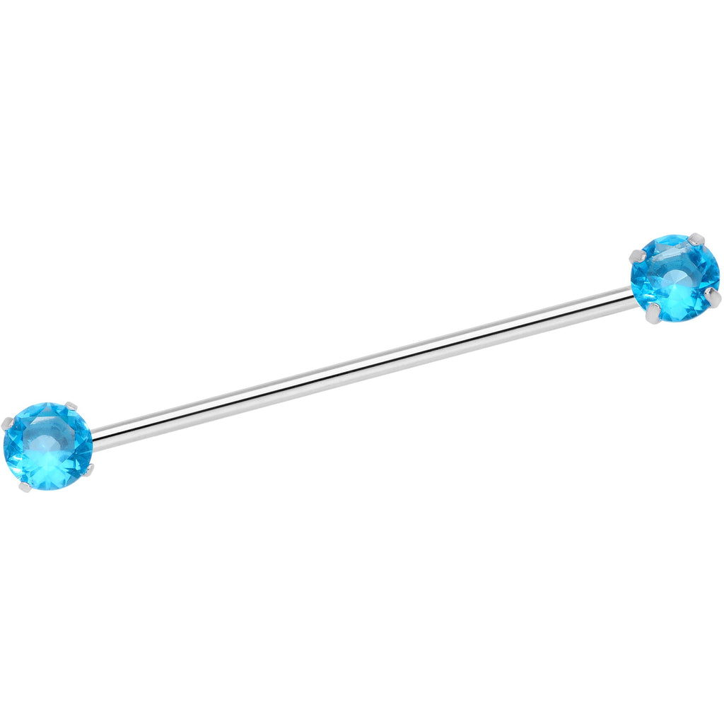 BodyCandy 14G Aqua CZ Gem Threadless Industrial Barbell 38mm — main product shot