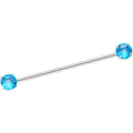 BodyCandy 14G Aqua CZ Gem Threadless Industrial Barbell 38mm — main product shot
