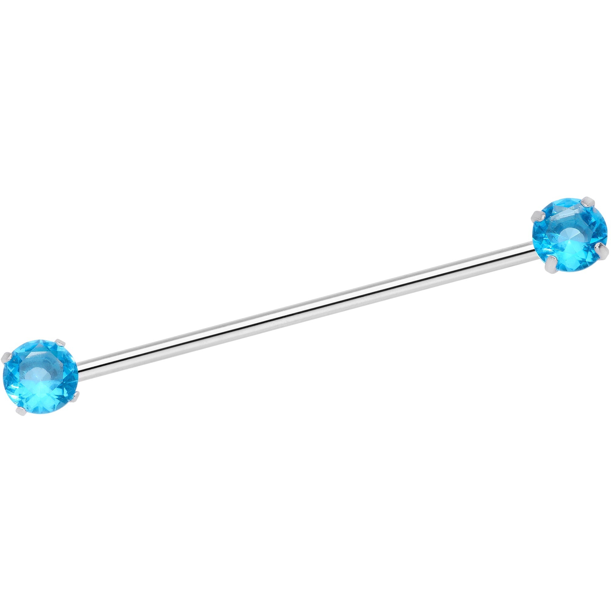 BodyCandy 14G Aqua CZ Gem Threadless Industrial Barbell 38mm — main product shot