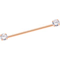 BodyCandy 14G Clear CZ Gem Rose Gold Tone Threadless Industrial Barbell 38mm — main product shot