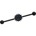 BodyCandy 14G Black Gem Black Oval Gothic Sunburst Industrial Barbell 38mm — main product shot