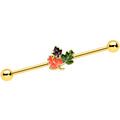 BodyCandy 14G Gold Tone Lovely Autumn Leaf Trio Industrial Barbell 38mm — main product shot