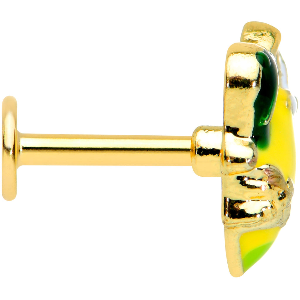 BodyCandy 16G 1/4 Gold Tone Bee Flower Lemon Labret Monroe Tragus — lifestyle context